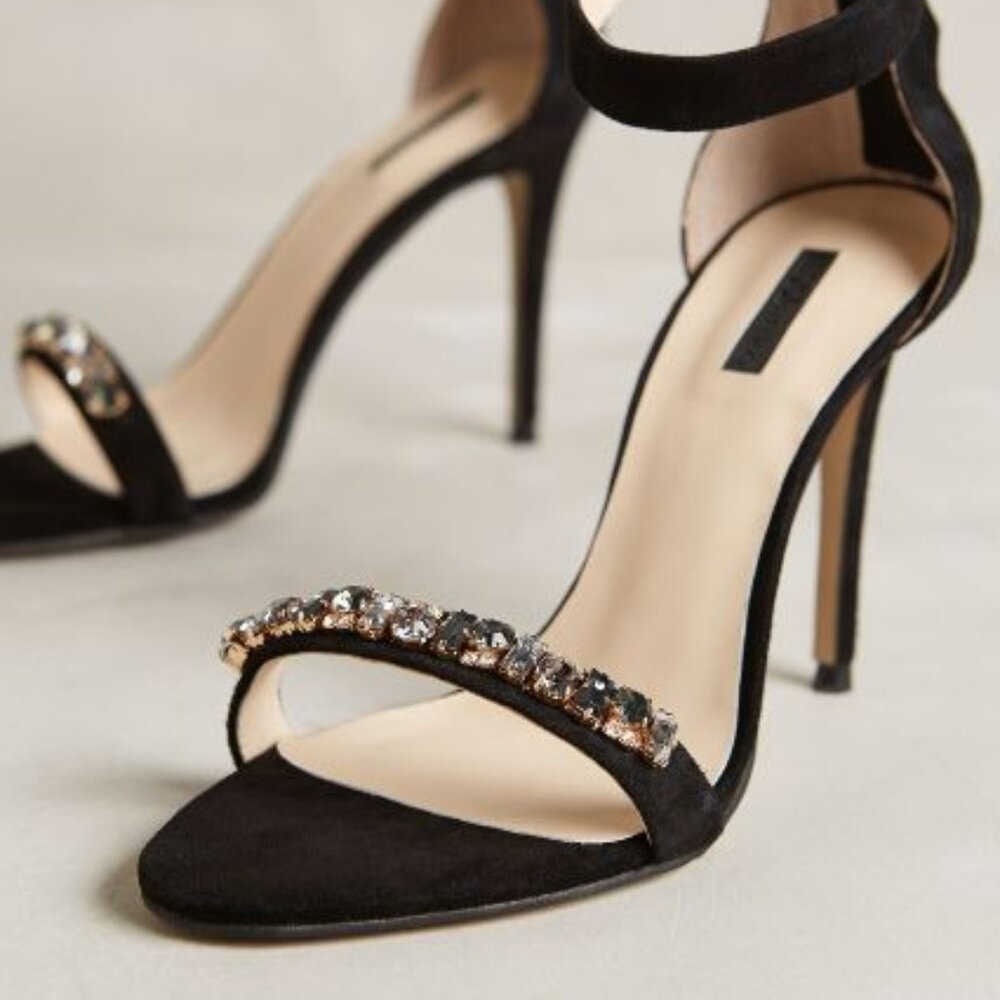 Anthropologie Dazzling Matiko Jules Black Suede Stiletto Heels